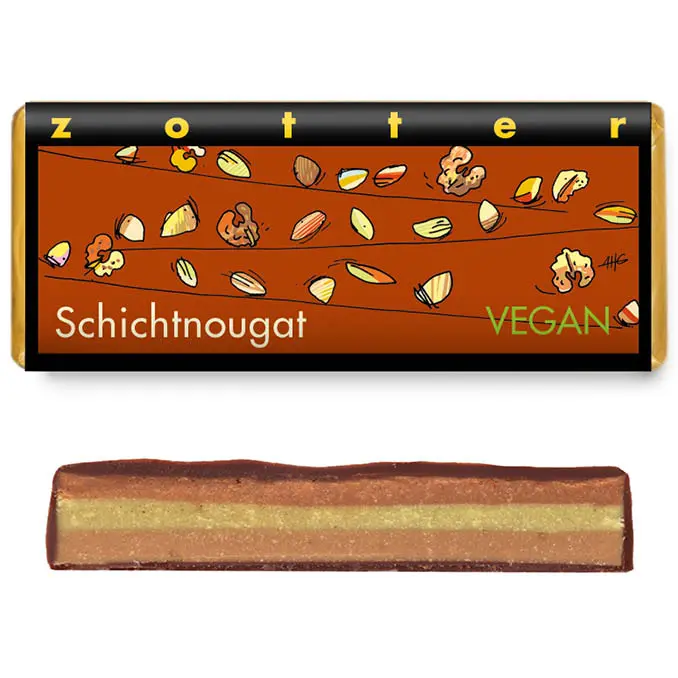 Schichtnougat Schokolade Zotter